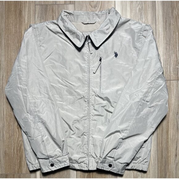 US Polo Assn Beige Fleece Lined Harrington Bomber Jacket - Men’s Large - Picture 1 of 16